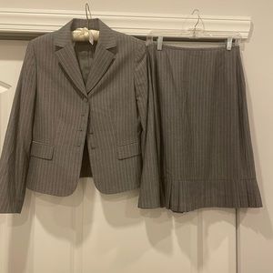 Tahari Grey Pinstripe Skirt Suit
